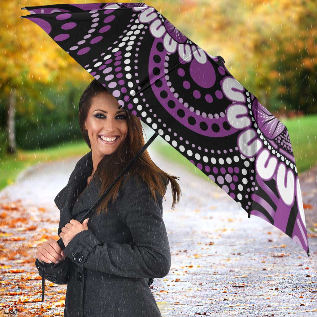 Australia Indigenous Butterflies Personalised Umbrella Lupus Awareness Purple Ribbon Aboriginal Art