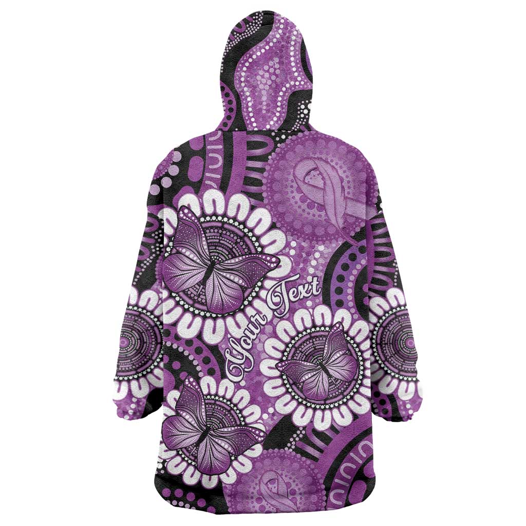 Australia Indigenous Butterflies Personalised Wearable Blanket Hoodie Lupus Awareness Purple Ribbon Aboriginal Art
