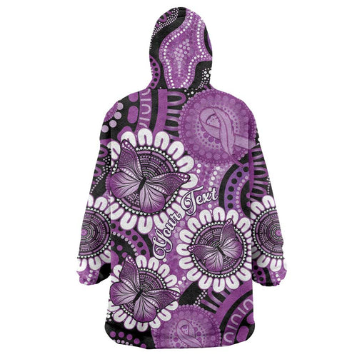 Australia Indigenous Butterflies Personalised Wearable Blanket Hoodie Lupus Awareness Purple Ribbon Aboriginal Art