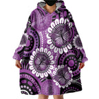 Australia Indigenous Butterflies Personalised Wearable Blanket Hoodie Lupus Awareness Purple Ribbon Aboriginal Art