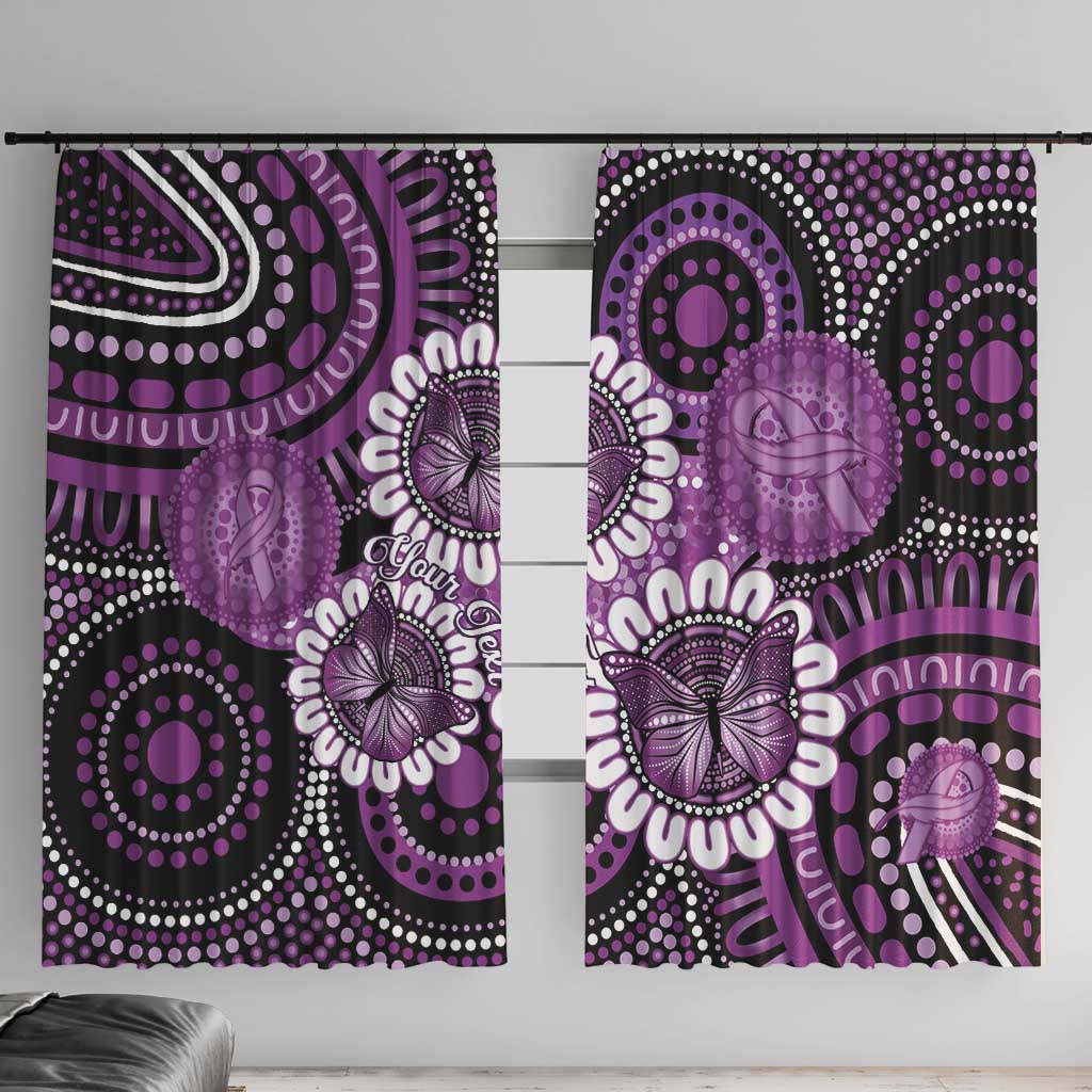 Australia Indigenous Butterflies Personalised Window Curtain Lupus Awareness Purple Ribbon Aboriginal Art