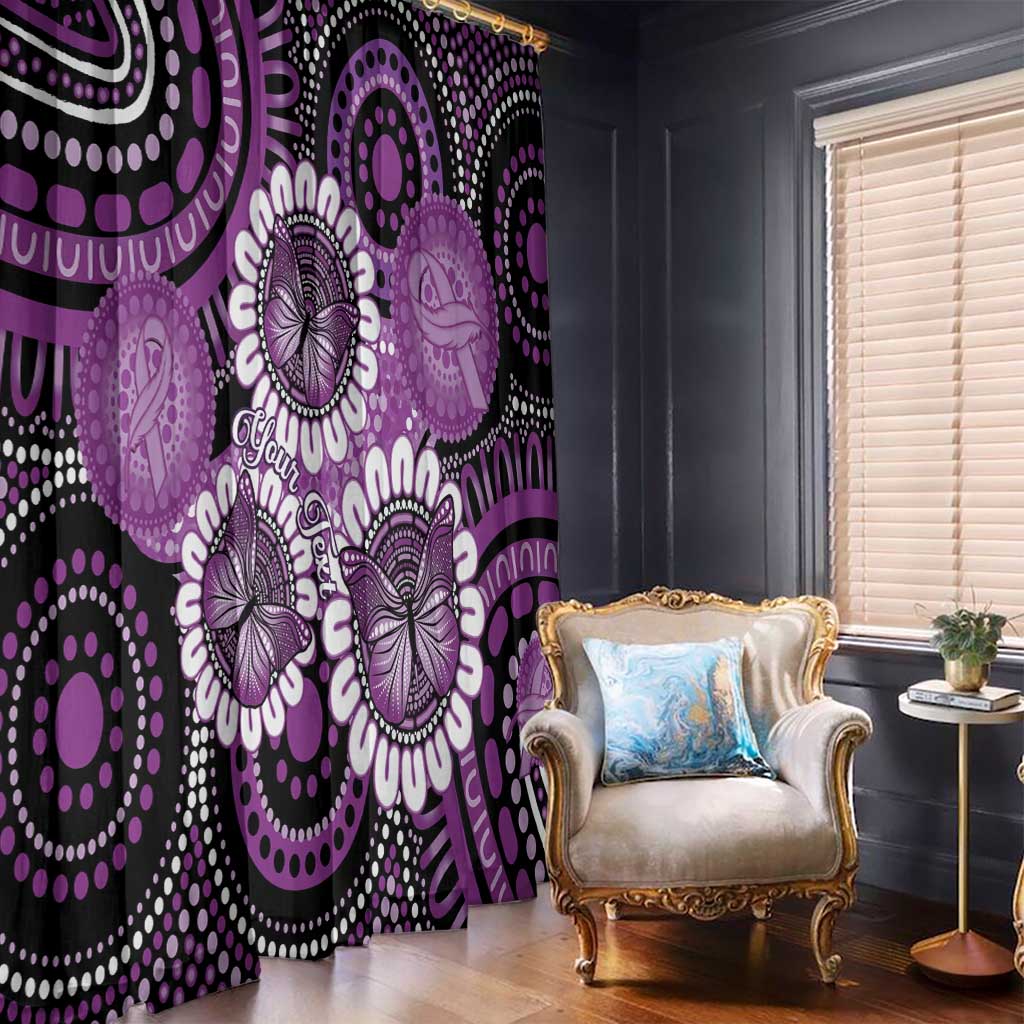 Australia Indigenous Butterflies Personalised Window Curtain Lupus Awareness Purple Ribbon Aboriginal Art