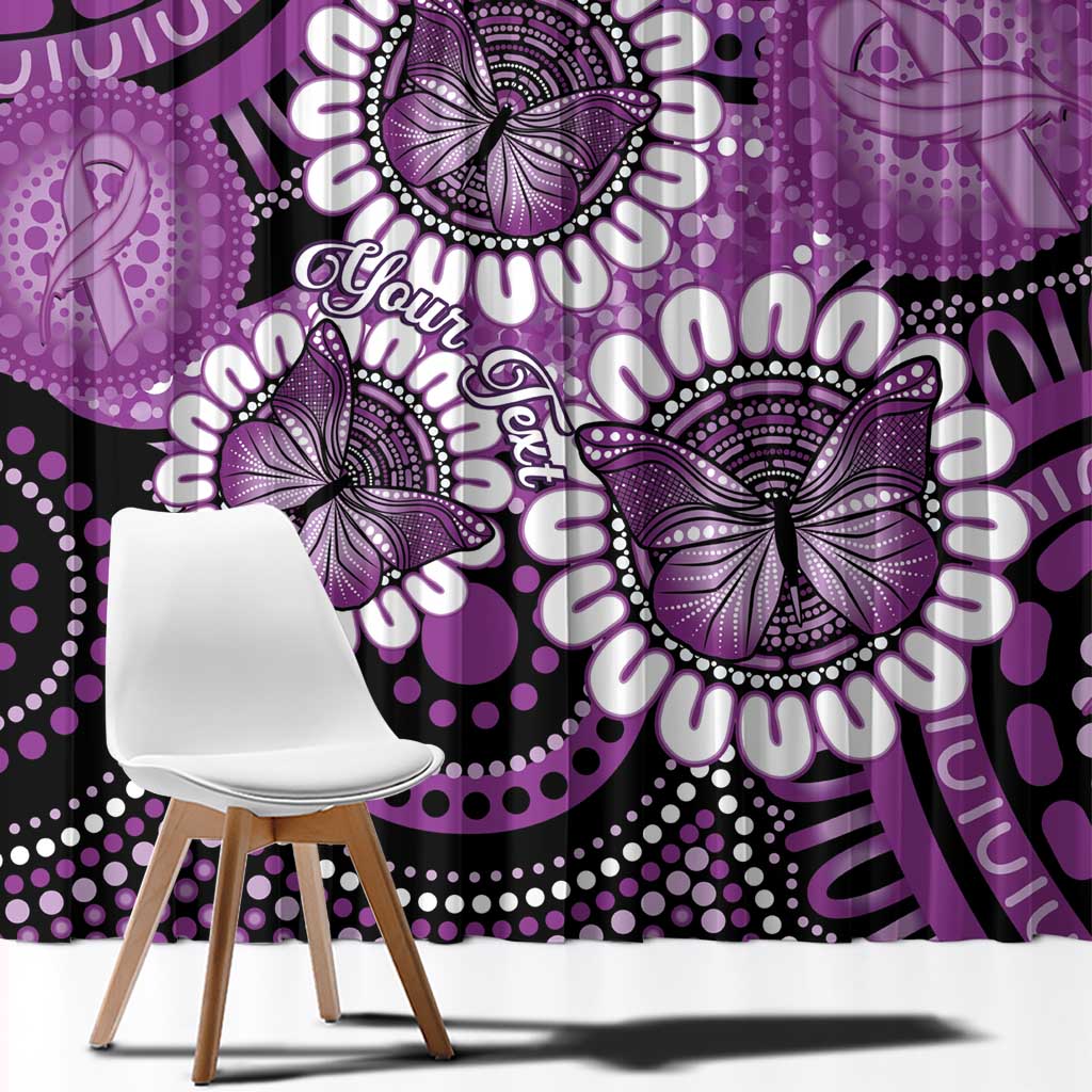 Australia Indigenous Butterflies Personalised Window Curtain Lupus Awareness Purple Ribbon Aboriginal Art