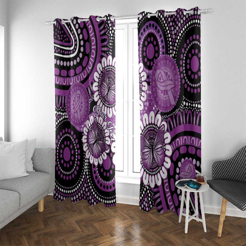 Australia Indigenous Butterflies Personalised Window Curtain Lupus Awareness Purple Ribbon Aboriginal Art