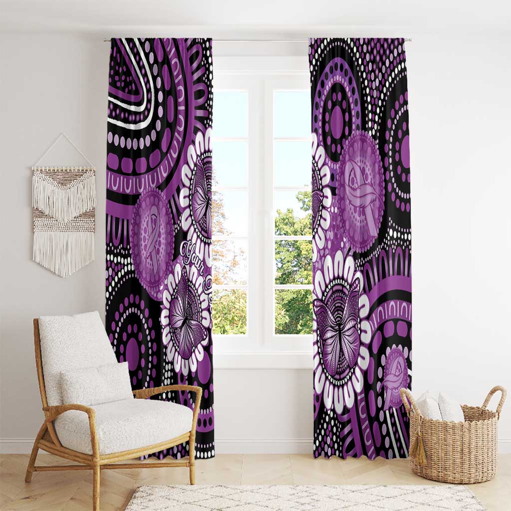 Australia Indigenous Butterflies Personalised Window Curtain Lupus Awareness Purple Ribbon Aboriginal Art