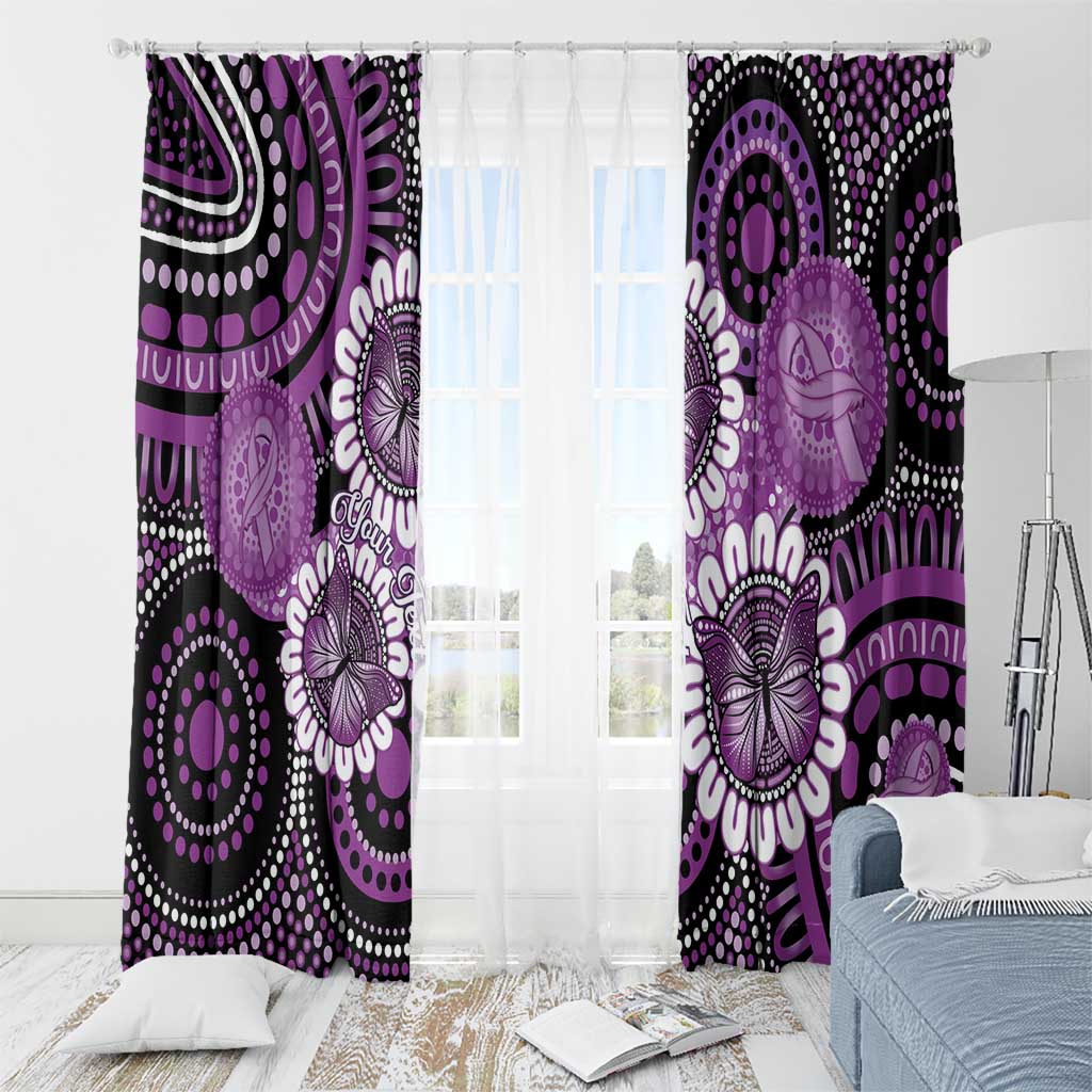Australia Indigenous Butterflies Personalised Window Curtain Lupus Awareness Purple Ribbon Aboriginal Art