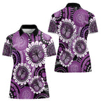 Australia Indigenous Butterflies Personalised Women Polo Shirt Lupus Awareness Purple Ribbon Aboriginal Art