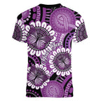 Australia Indigenous Butterflies Personalised Women V-Neck T-Shirt Lupus Awareness Purple Ribbon Aboriginal Art