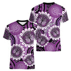 Australia Indigenous Butterflies Personalised Women V-Neck T-Shirt Lupus Awareness Purple Ribbon Aboriginal Art