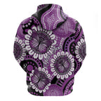 Australia Indigenous Butterflies Personalised Zip Hoodie Lupus Awareness Purple Ribbon Aboriginal Art