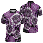 Australia Indigenous Butterflies Personalised Zipper Polo Shirt Lupus Awareness Purple Ribbon Aboriginal Art