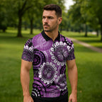 Australia Indigenous Butterflies Personalised Zipper Polo Shirt Lupus Awareness Purple Ribbon Aboriginal Art
