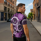 Australia Indigenous Butterflies Personalised Zipper Polo Shirt Lupus Awareness Purple Ribbon Aboriginal Art
