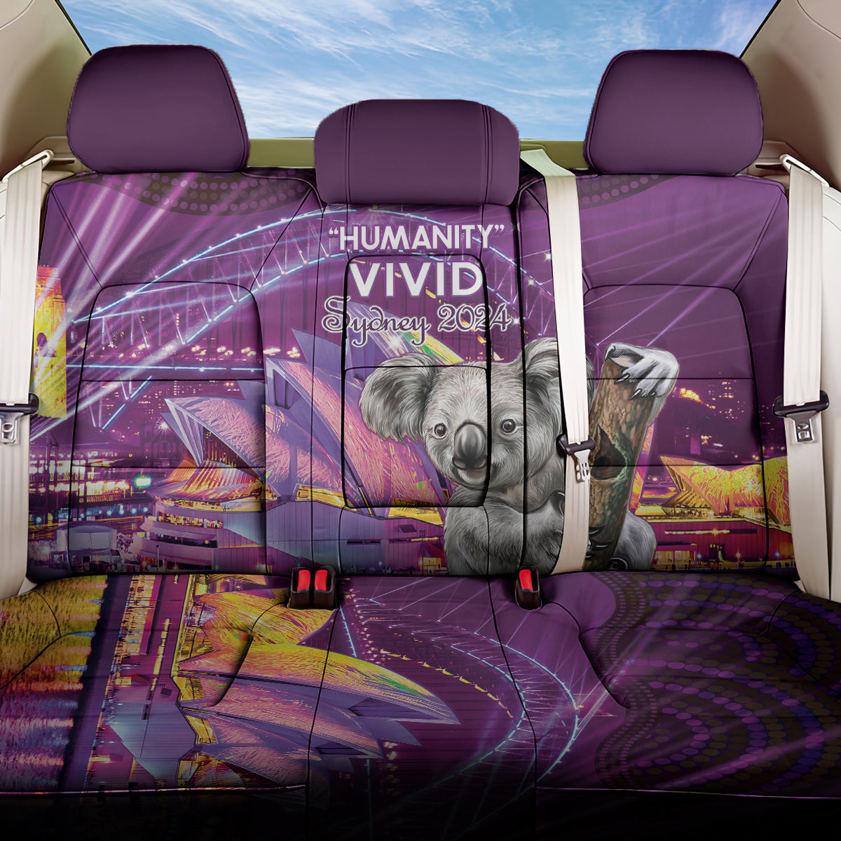 Vivid Sydney Australia Back Car Seat Cover Humanity Aussie Koala Fanciful Light