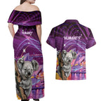 Vivid Sydney Australia Couples Matching Off Shoulder Maxi Dress and Hawaiian Shirt Humanity Aussie Koala Fanciful Light
