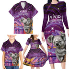 Vivid Sydney Australia Family Matching Long Sleeve Bodycon Dress and Hawaiian Shirt Humanity Aussie Koala Fanciful Light