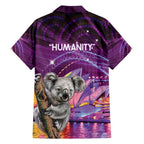Vivid Sydney Australia Family Matching Off The Shoulder Long Sleeve Dress and Hawaiian Shirt Humanity Aussie Koala Fanciful Light