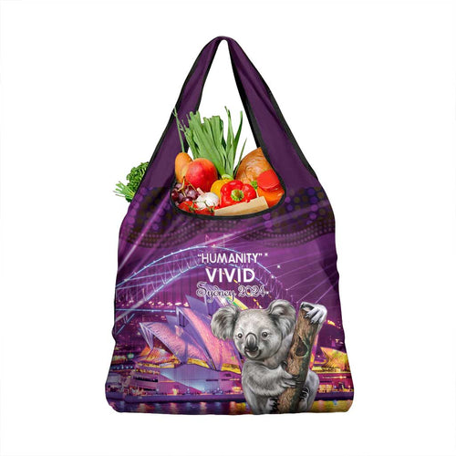 Vivid Sydney Australia Grocery Bag Humanity Aussie Koala Fanciful Light