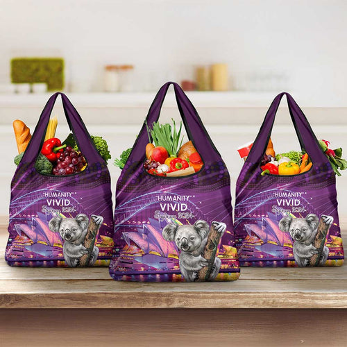 Vivid Sydney Australia Grocery Bag Humanity Aussie Koala Fanciful Light