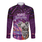 Vivid Sydney Australia Long Sleeve Button Shirt Humanity Aussie Koala Fanciful Light