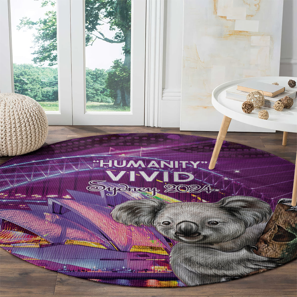 Vivid Sydney Australia Round Carpet Humanity Aussie Koala Fanciful Light