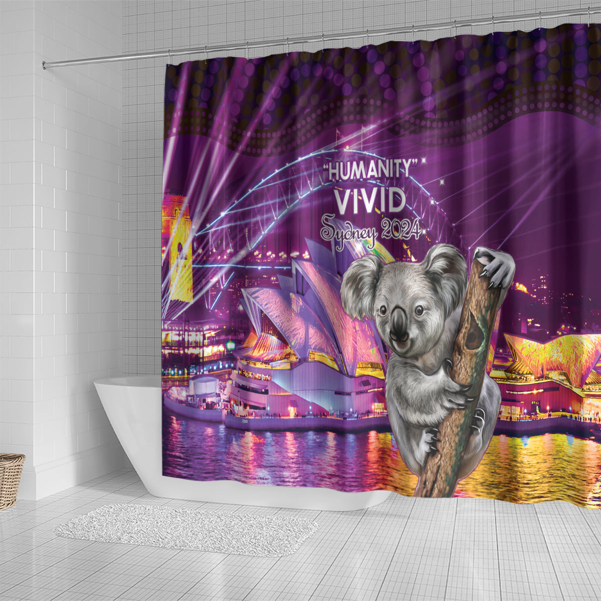 Vivid Sydney Australia Shower Curtain Humanity Aussie Koala Fanciful Light