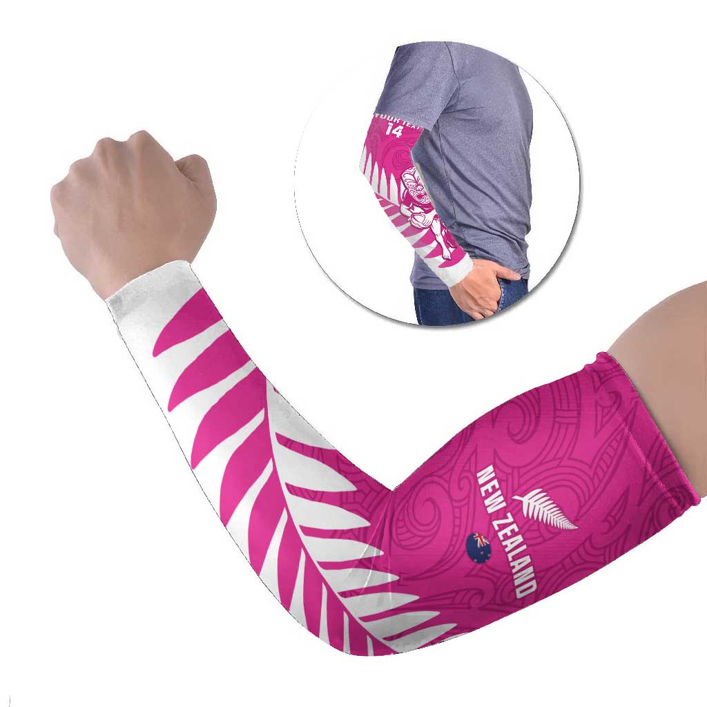 New Zealand Silver Fern Rugby Custom Arm Sleeves Go All Black Maori Pink Version - Aussie Hoodie