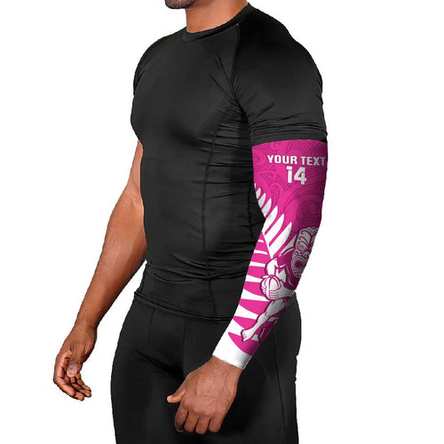 New Zealand Silver Fern Rugby Custom Arm Sleeves Go All Black Maori Pink Version - Aussie Hoodie