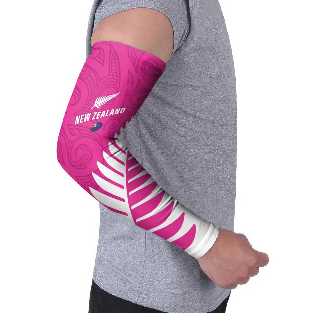 New Zealand Silver Fern Rugby Custom Arm Sleeves Go All Black Maori Pink Version - Aussie Hoodie