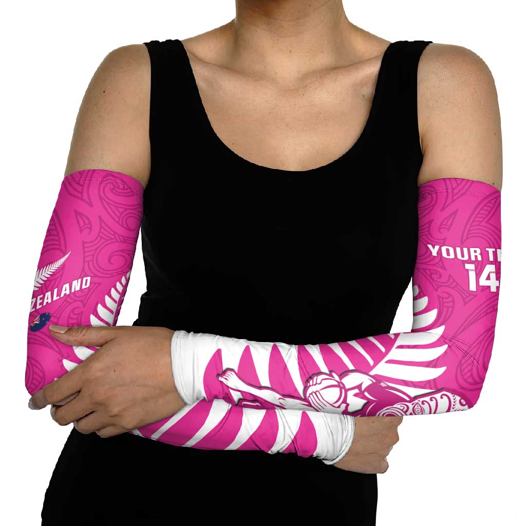 New Zealand Silver Fern Rugby Custom Arm Sleeves Go All Black Maori Pink Version - Aussie Hoodie