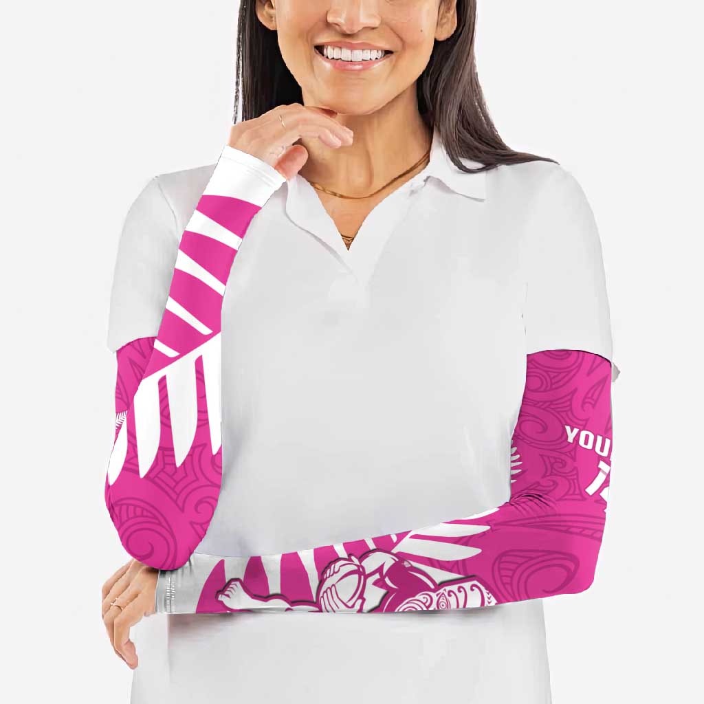 New Zealand Silver Fern Rugby Custom Arm Sleeves Go All Black Maori Pink Version - Aussie Hoodie
