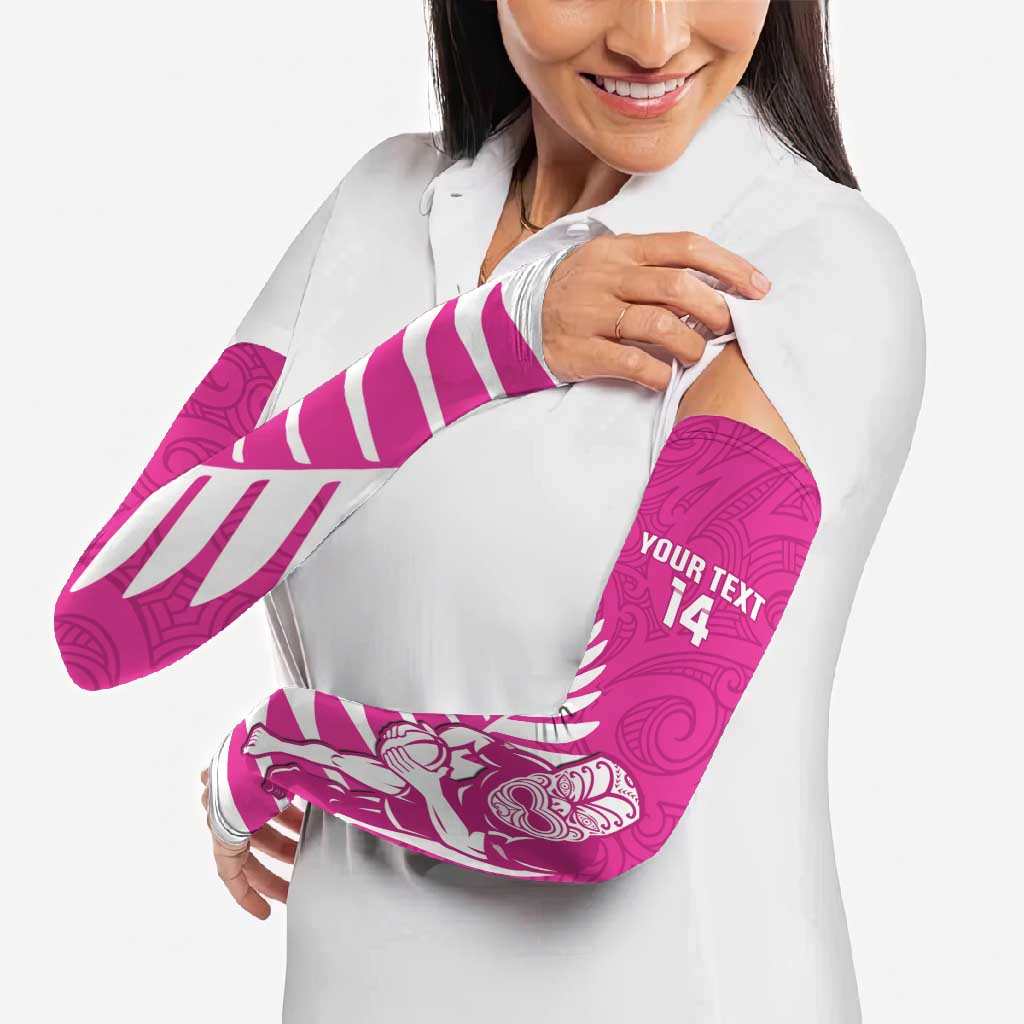 New Zealand Silver Fern Rugby Custom Arm Sleeves Go All Black Maori Pink Version - Aussie Hoodie