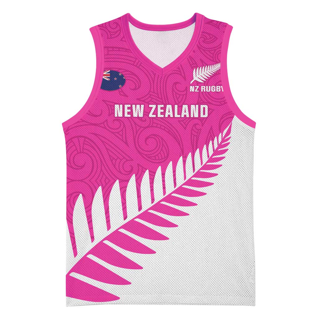 New Zealand Silver Fern Rugby Custom Basketball Jersey Go All Black Maori Pink Version - Aussie Hoodie