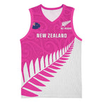 New Zealand Silver Fern Rugby Custom Basketball Jersey Go All Black Maori Pink Version - Aussie Hoodie