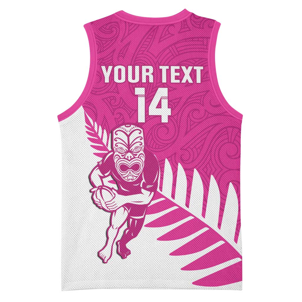 New Zealand Silver Fern Rugby Custom Basketball Jersey Go All Black Maori Pink Version - Aussie Hoodie