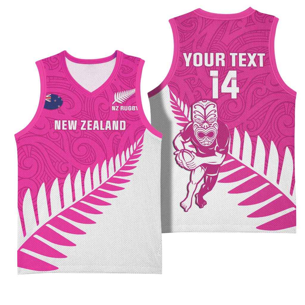 New Zealand Silver Fern Rugby Custom Basketball Jersey Go All Black Maori Pink Version - Aussie Hoodie