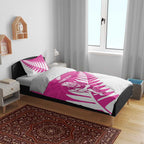 New Zealand Silver Fern Rugby Custom Bedding Set Go All Black Maori Pink Version