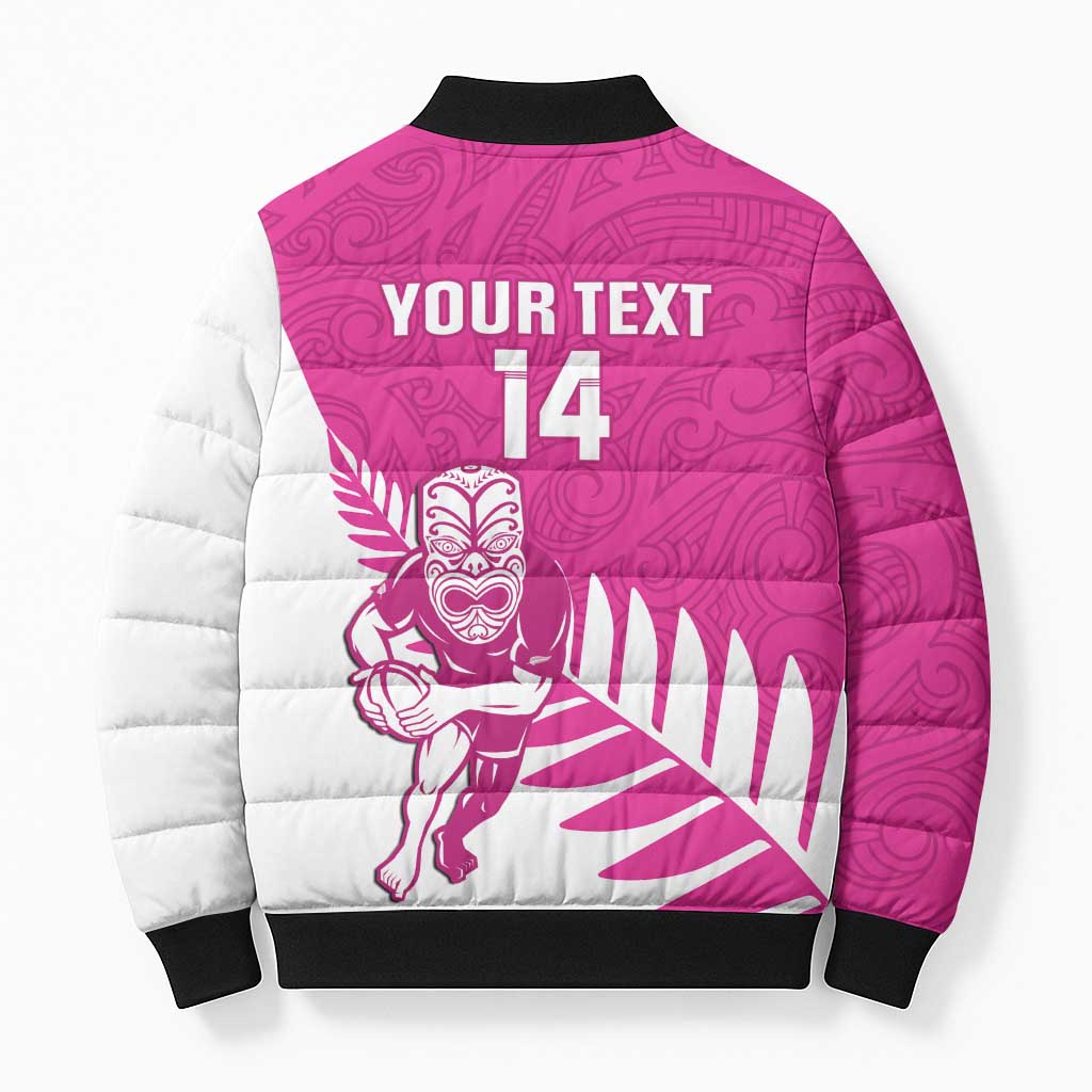 New Zealand Silver Fern Rugby Custom Bomber Puffer Jacket Go All Black Maori Pink Version - Aussie Hoodie