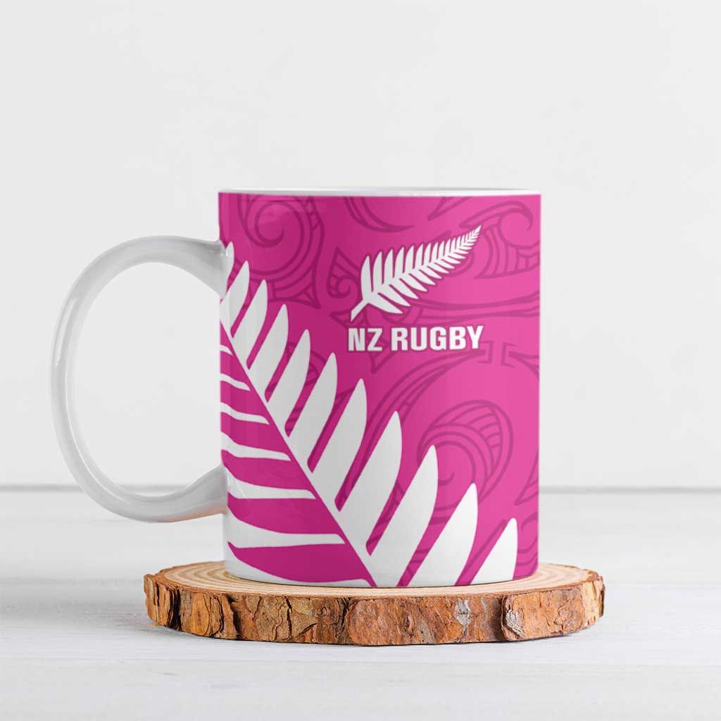 New Zealand Silver Fern Rugby Custom Ceramic Mug Go All Black Maori Pink Version - Aussie Hoodie