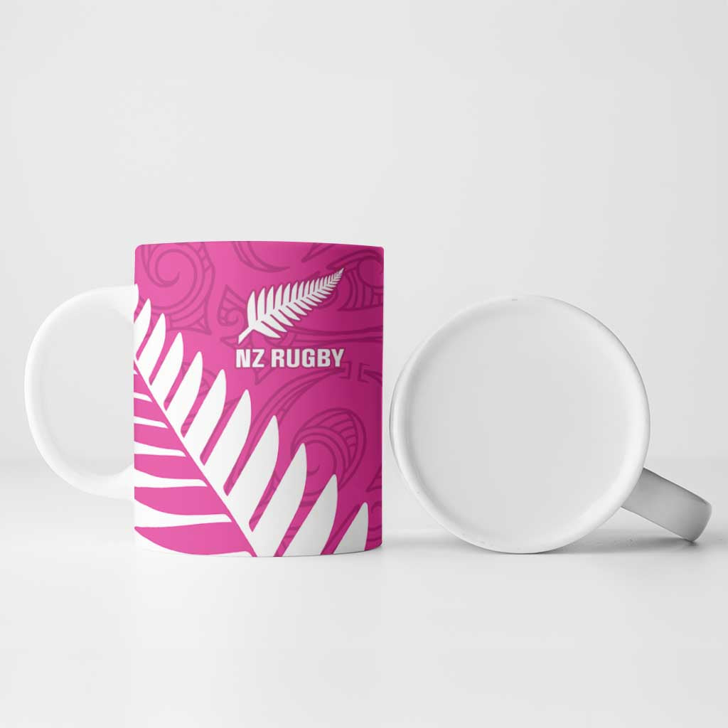 New Zealand Silver Fern Rugby Custom Ceramic Mug Go All Black Maori Pink Version - Aussie Hoodie