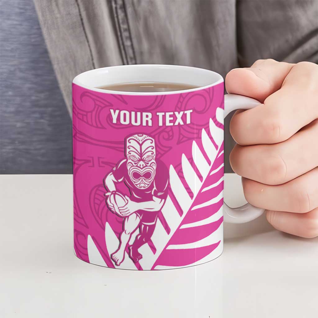 New Zealand Silver Fern Rugby Custom Ceramic Mug Go All Black Maori Pink Version - Aussie Hoodie
