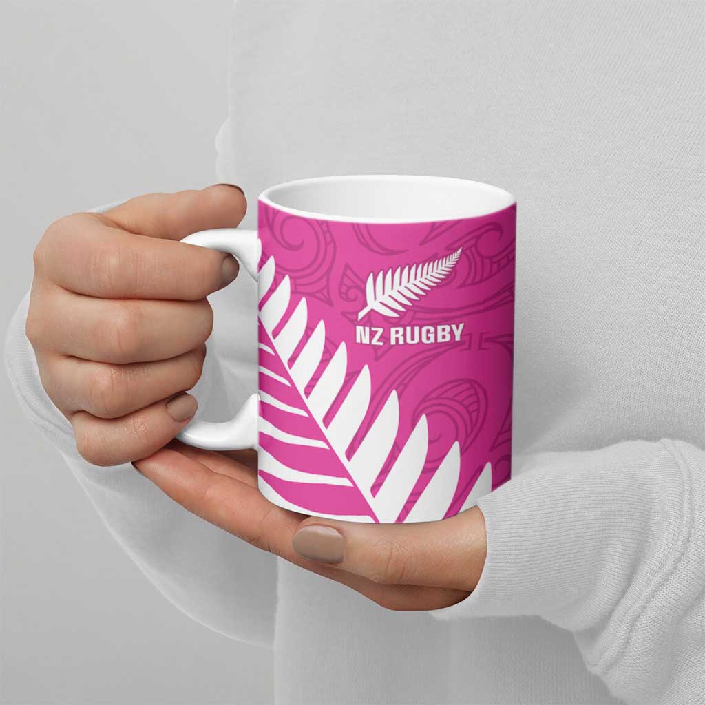 New Zealand Silver Fern Rugby Custom Ceramic Mug Go All Black Maori Pink Version - Aussie Hoodie