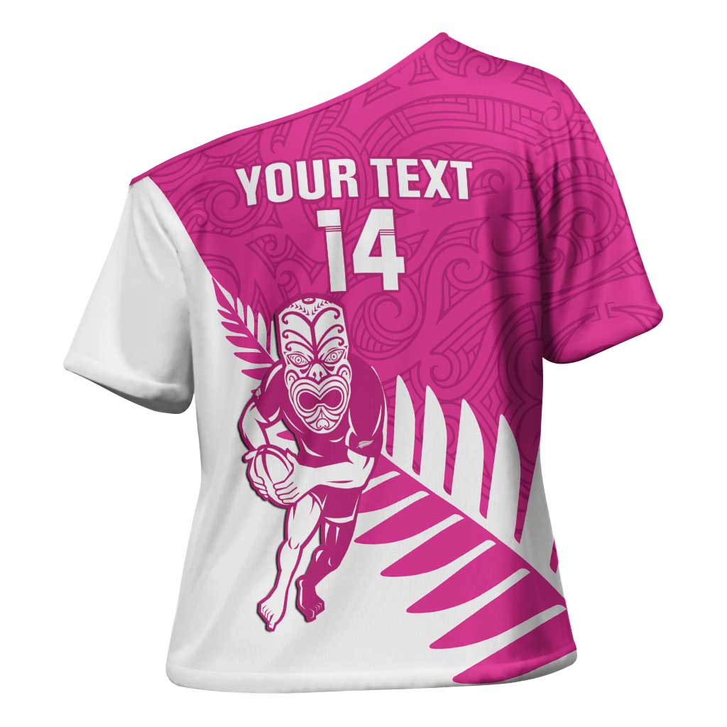 New Zealand Silver Fern Rugby Custom Cross Shoulder Shirt Go All Black Maori Pink Version - Aussie Hoodie