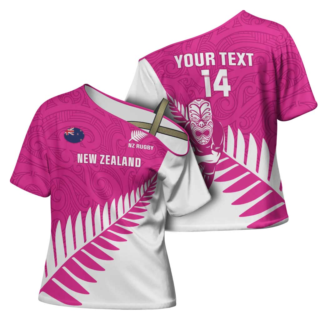 New Zealand Silver Fern Rugby Custom Cross Shoulder Shirt Go All Black Maori Pink Version - Aussie Hoodie