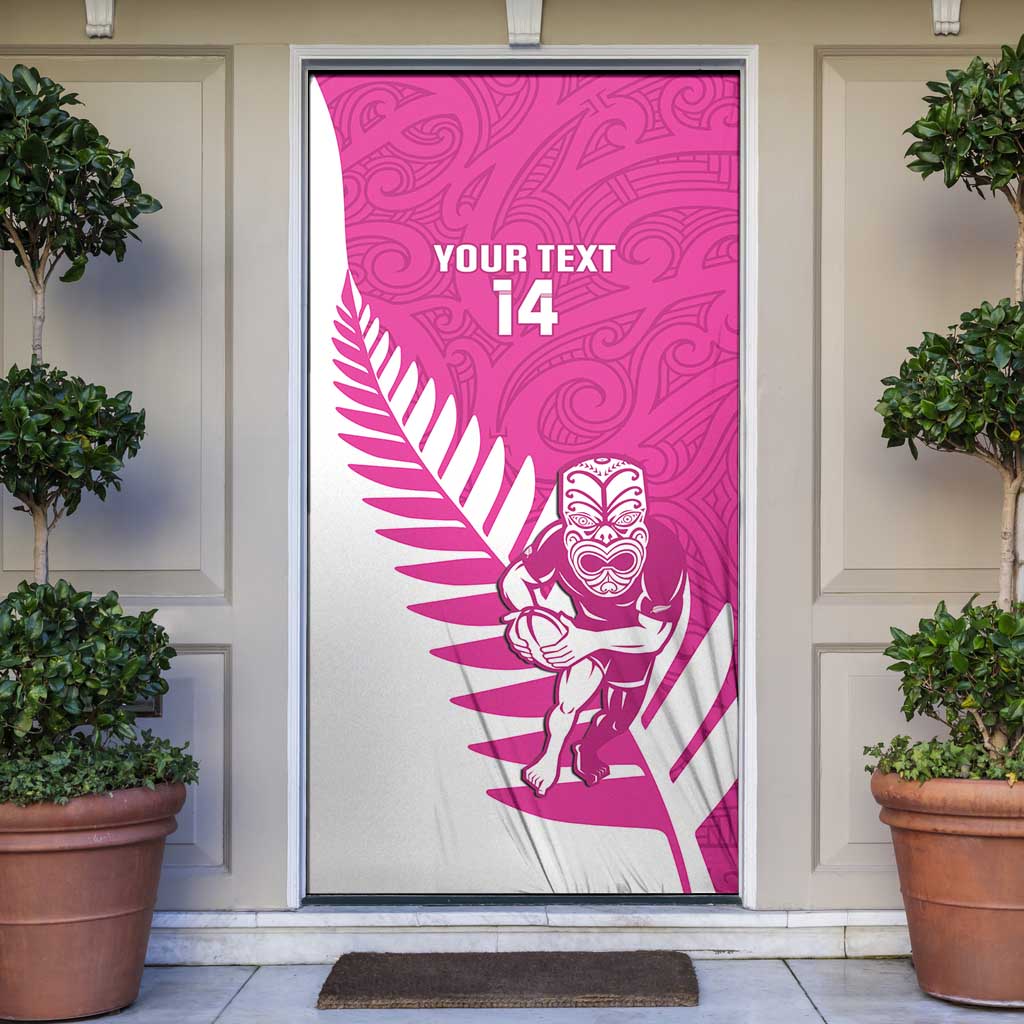 New Zealand Silver Fern Rugby Custom Door Cover Go All Black Maori Pink Version - Aussie Hoodie