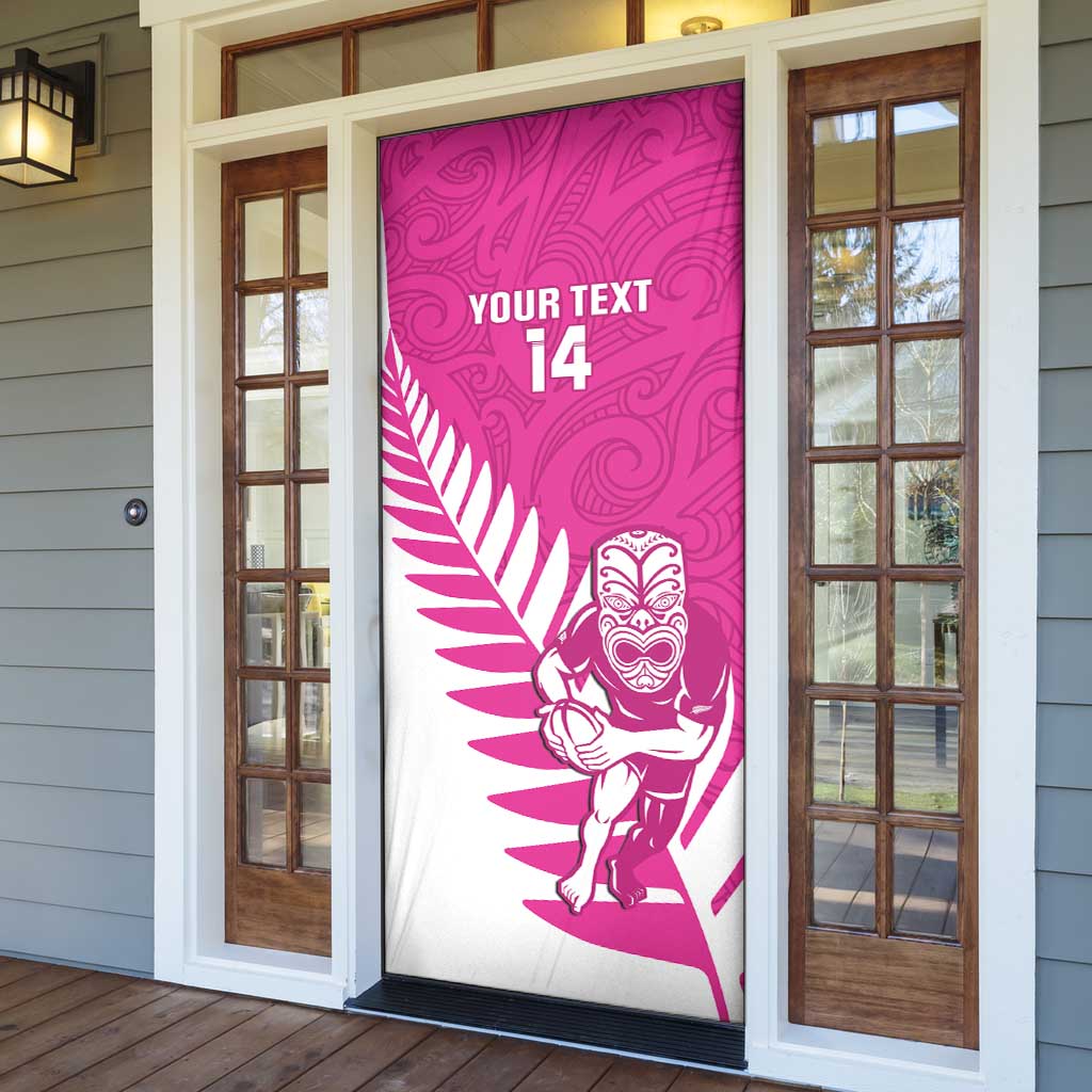 New Zealand Silver Fern Rugby Custom Door Cover Go All Black Maori Pink Version - Aussie Hoodie