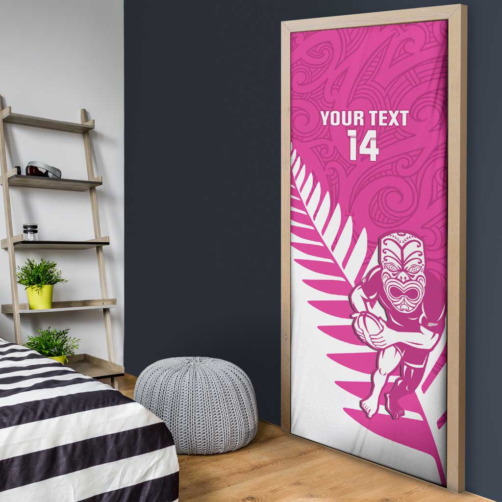 New Zealand Silver Fern Rugby Custom Door Cover Go All Black Maori Pink Version - Aussie Hoodie