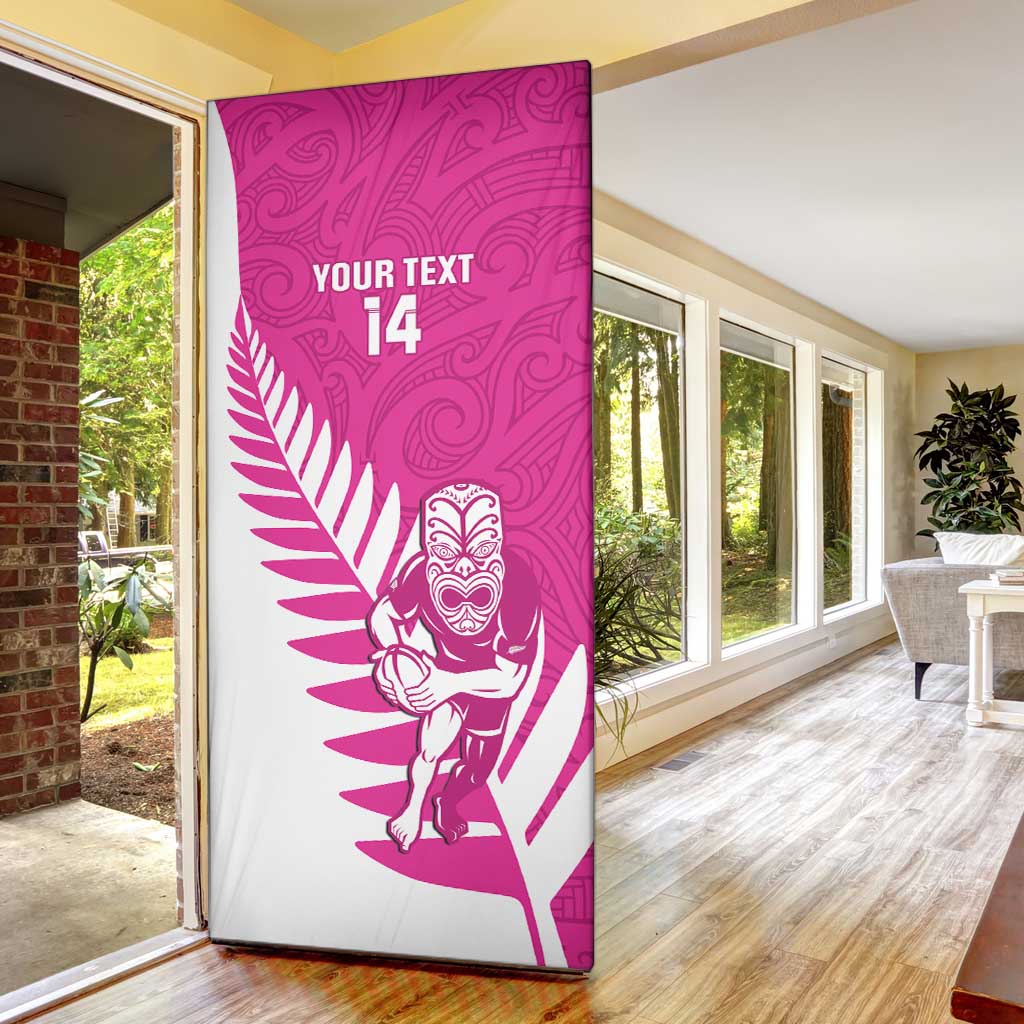 New Zealand Silver Fern Rugby Custom Door Cover Go All Black Maori Pink Version - Aussie Hoodie