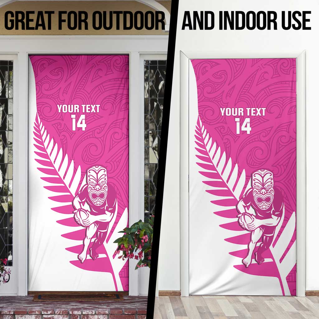 New Zealand Silver Fern Rugby Custom Door Cover Go All Black Maori Pink Version - Aussie Hoodie
