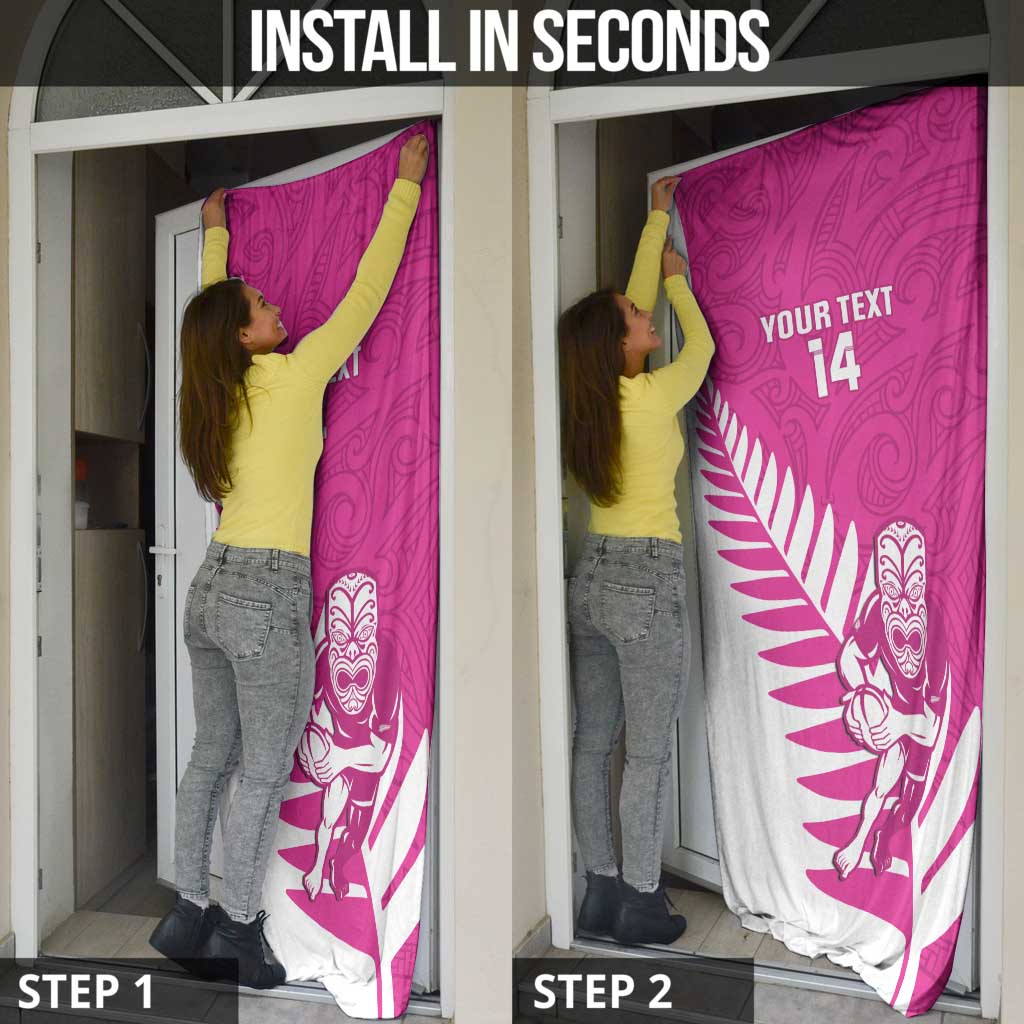 New Zealand Silver Fern Rugby Custom Door Cover Go All Black Maori Pink Version - Aussie Hoodie